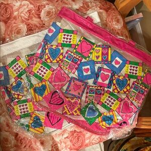 Colorful Heart and Geometric Pattern Tote